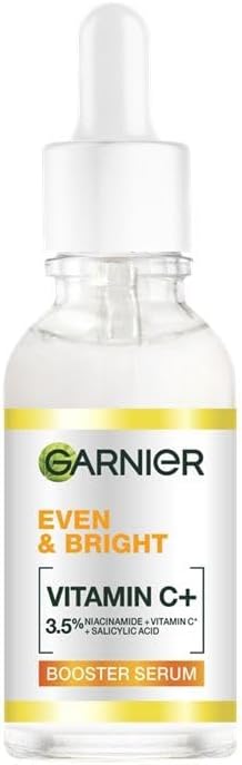 Garnier Even & Bright Vitamin C Skincare Bundle, Serum Cleanser, Booster Serum, and SPF 50+ Super UV Sunscreen, 3 Piece Set
