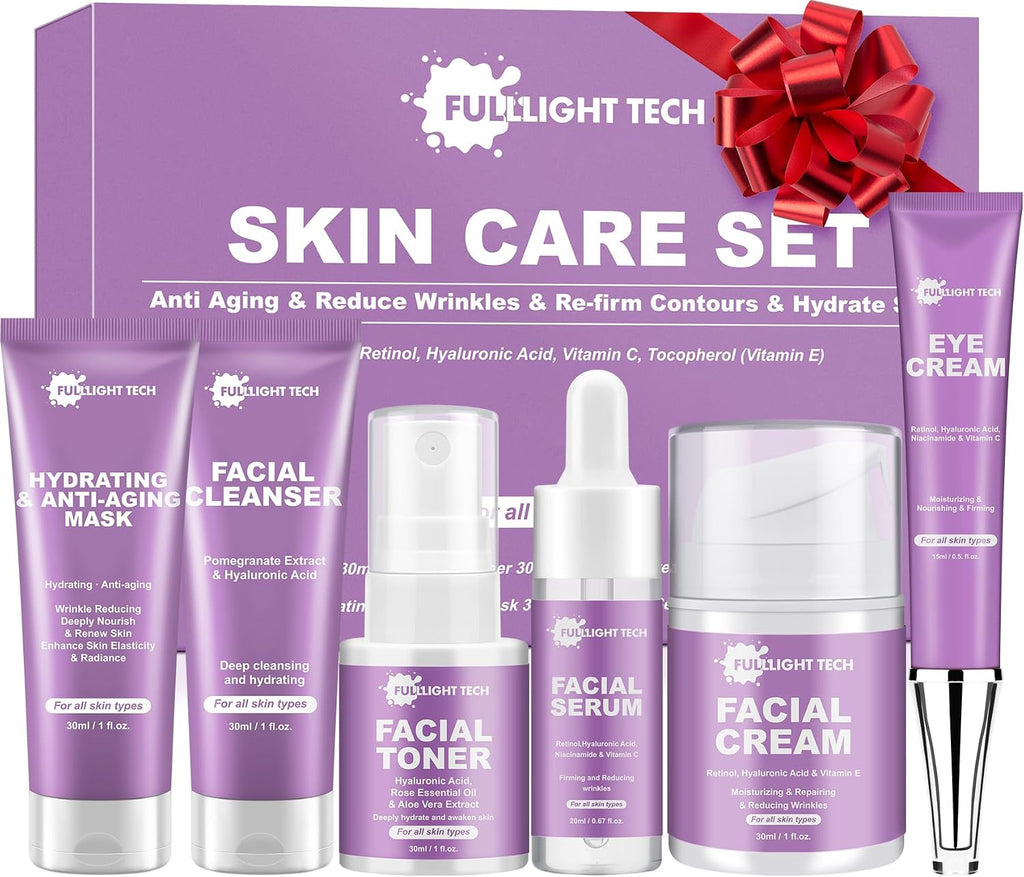 Skin Care Set,6 Pcs Anti-aging Skincare w/Korean Retinol,Hydrate, Moisturize Self Care Facial Skin Care Routine Kit Women Teen Girls Travel Skincare Gift Set,Valentines Birthday Gift for Women Her Mom