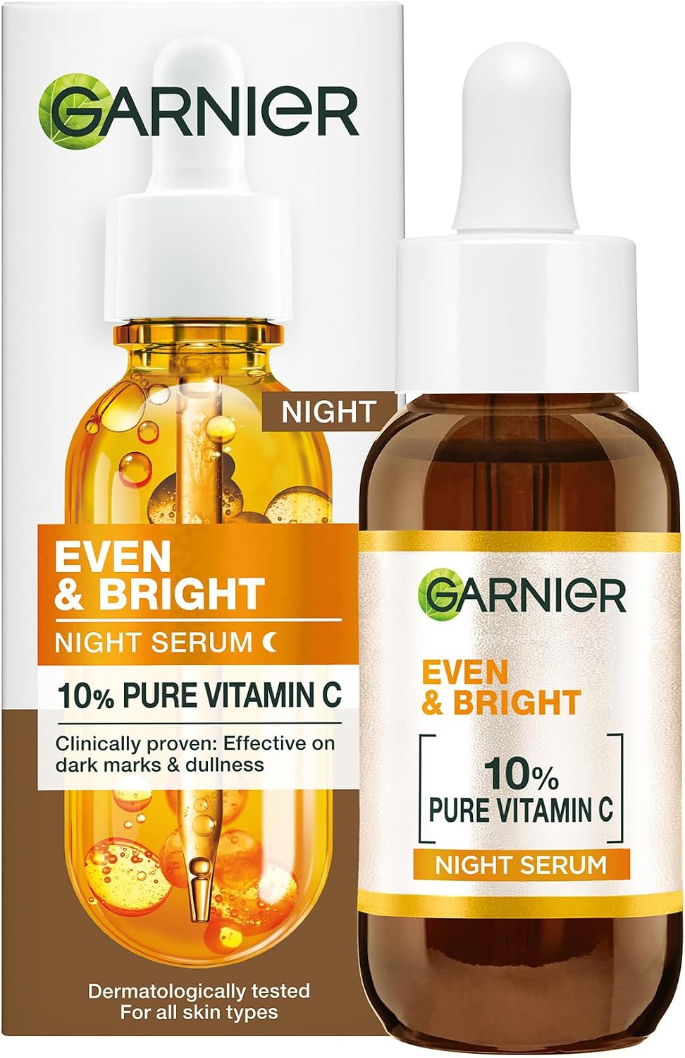 Garnier Even & Bright 10% Pure Vitamin C Night Serum 30ml, packaging may vary