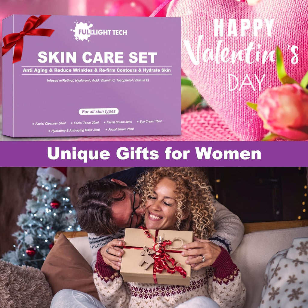 Skin Care Set,6 Pcs Anti-aging Skincare w/Korean Retinol,Hydrate, Moisturize Self Care Facial Skin Care Routine Kit Women Teen Girls Travel Skincare Gift Set,Valentines Birthday Gift for Women Her Mom